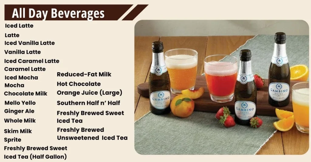 Cracker Barrrell All Day Beverages Menu USA