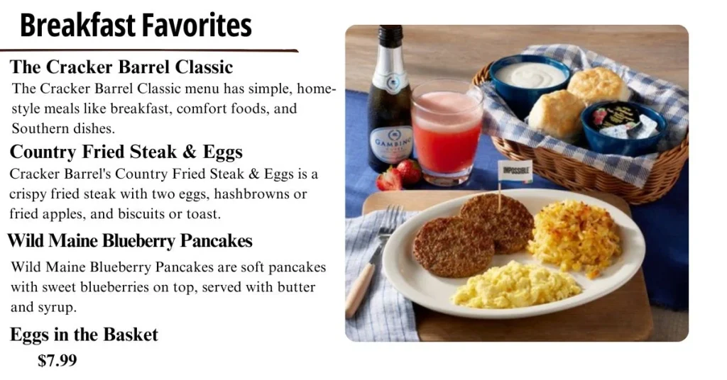 Breakfast Favorites Menu