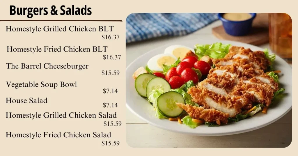 Cracker Barrel Burgers & Salads Menu