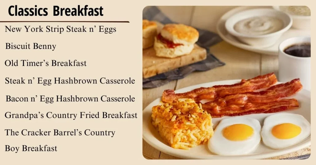 Cracker Barrel Classics Breakfast Menu USA